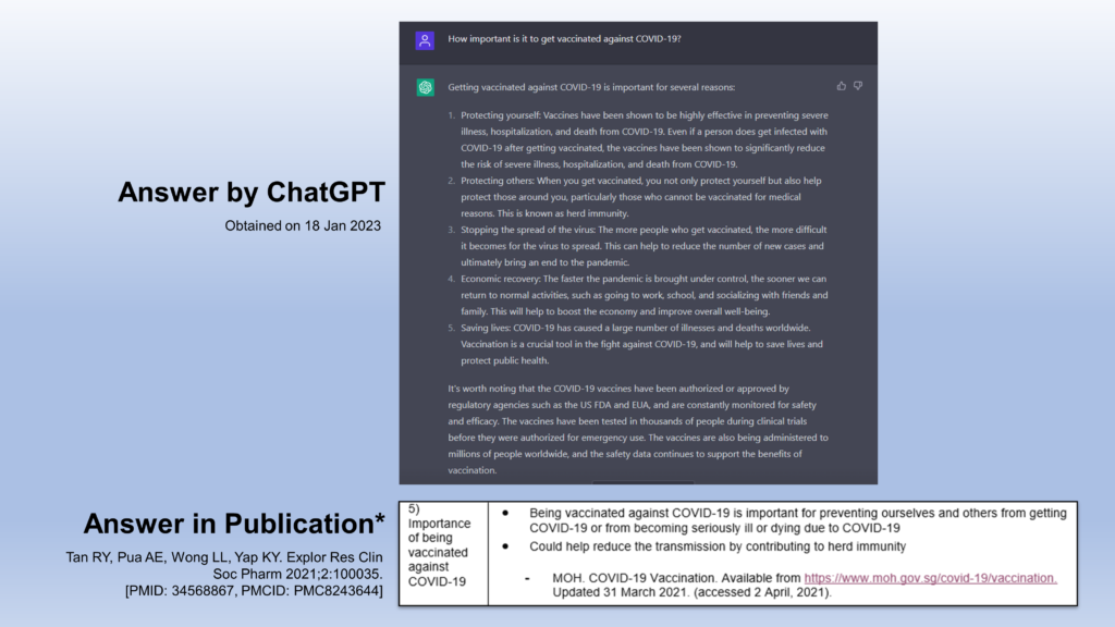 Comparison between answers on COVID-19 vaccines provided by ChatGPT and research publication (Figure 3)