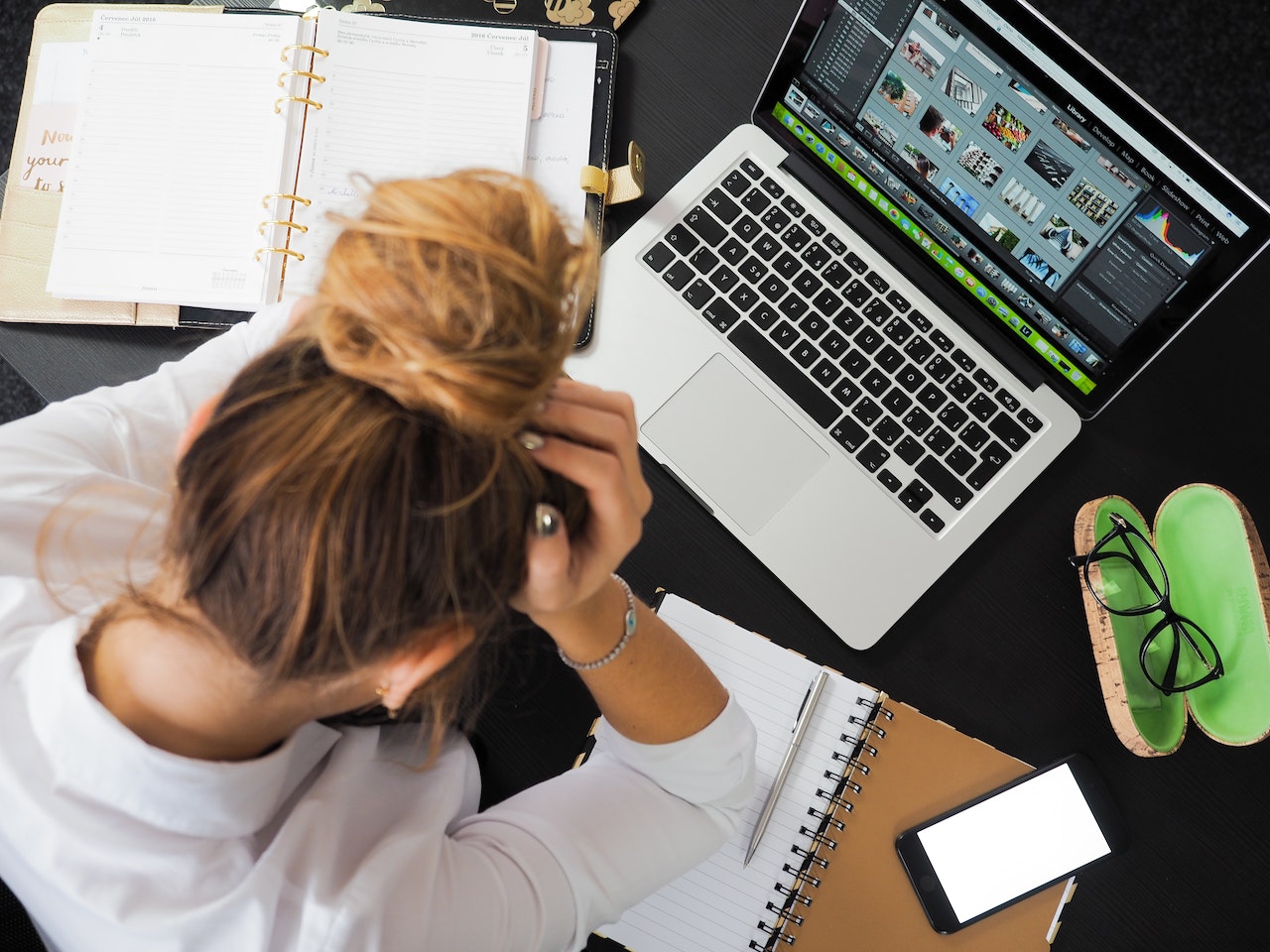 Lady stressed at work