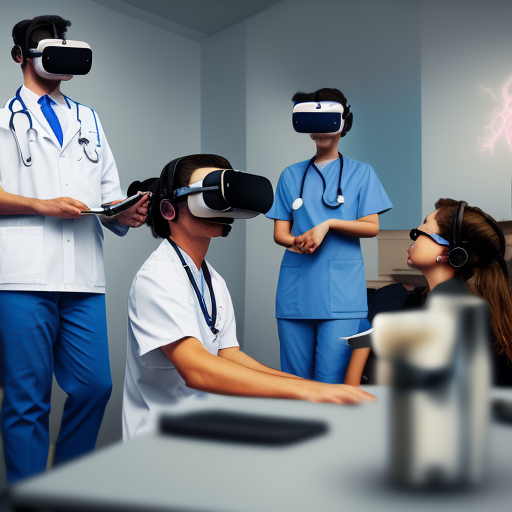 Healthcare students in a metaverse training using virtual reality