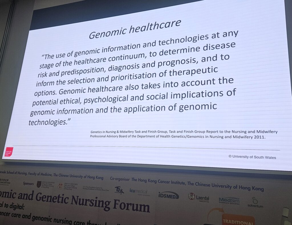 Slide on definition of genomic healthcare