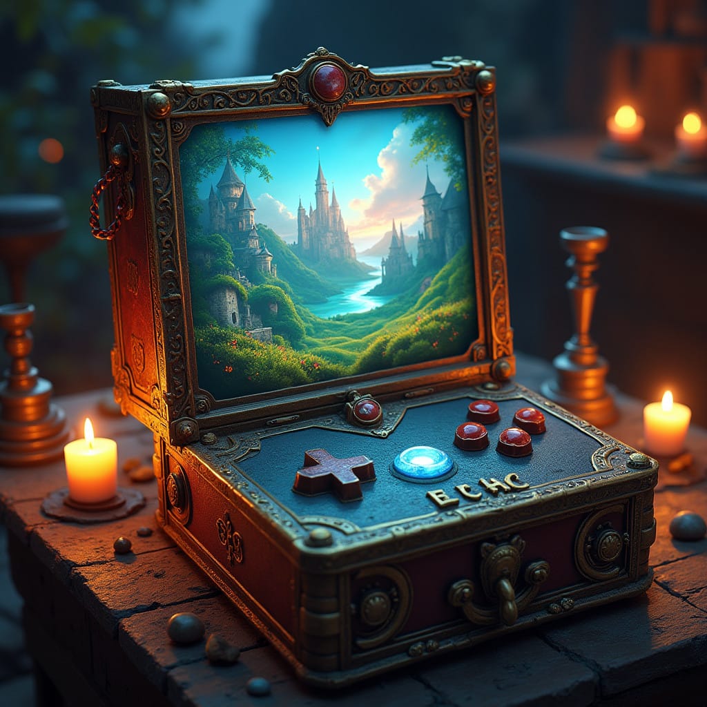 Medieval-Games-Console-with-Fantasy-Setting-Screen